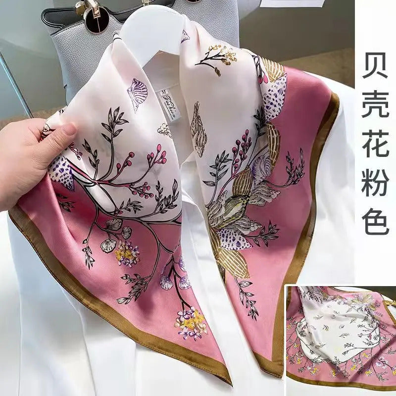 Print 70cm Silk Satin Headkerchief Women Luxury Design Neck Tie Scarf Female Hair Hand Wrist Foulard Shawl Hijab Bandana New