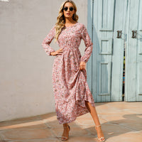 Women Maxi Dresses Sping Autumn Bohemian Casual Full Sleeve High Waist Beach Woman Chiffon Dresses Floral Vestidoes Long Dress