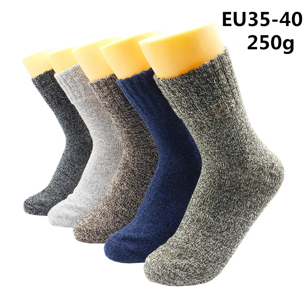 5 Pairs Winter Warmer Women Thicken Thermal Wool Cashmere Snow Socks Fashion Casual Euramerican National Wool Socks for Women