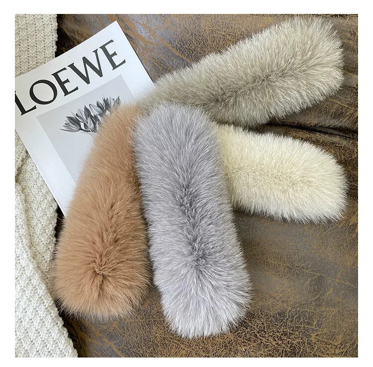 Natural Fox Fur Cuffs Wrist Arm Warmer Women Jacket Coat Sleeve Fur Triming Ladies Bracelet Real Fur Wristand Glove Snap Ring