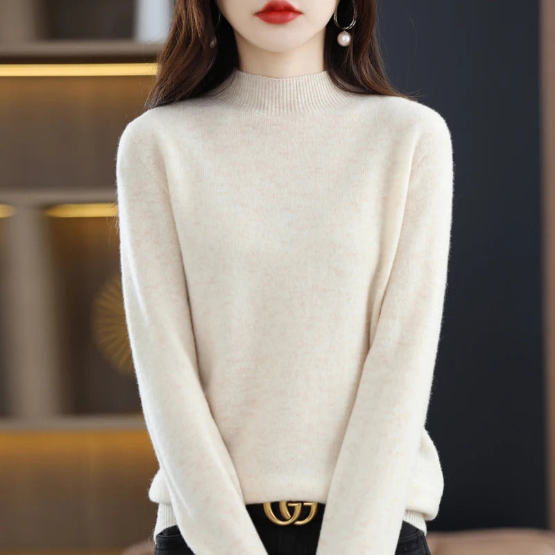 100% Pure Wool Half-neck Pullover In Autumn And Winter New Cashmere Sweater Women's Casual Knit Top Women's Coat 19 Colors