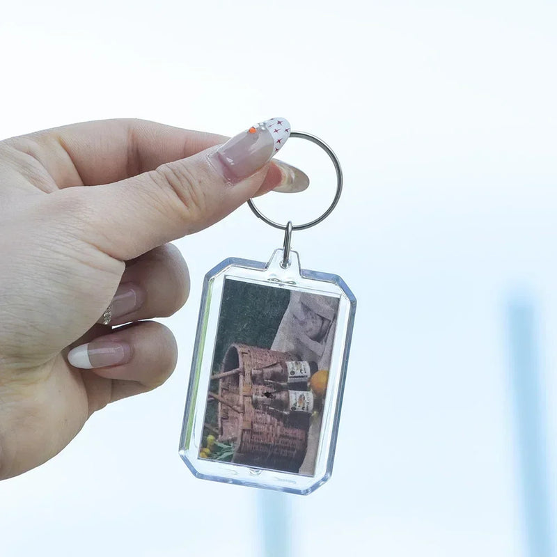 1/10pcs Transparent Photo Frame Keychain Tassels Snap-In Custom Insert Photo Acrylic Blank Keyring Clear Blank Picture Pendant