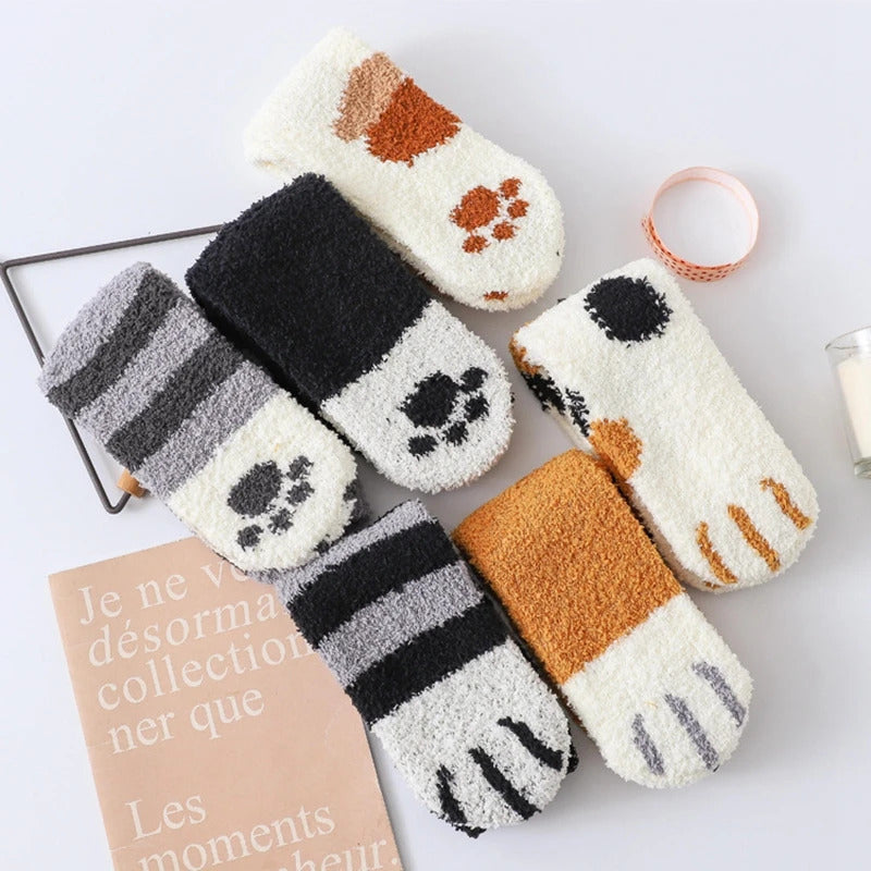 Fashion Womens Cats Paw Stripe 3d Socks Kawaii Fun Thick Girls Cartoon Animal Fingers Sock Hosiery Toe Zebra/Tiger/Cat Foot Sox