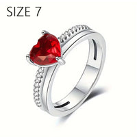 S925 Sterling Silver Valentine's Day Red Series Red Heart Charm Bow Ring Heart Necklace Fit Bracelet DIY for Women Jewelry Gift