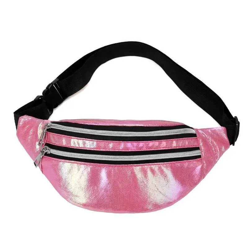 Holographic Fanny Pack Hologram Waist Bag Laser Beach Travel Banana Hip Bum Zip Waist Bags Women Belt Bag For Girls