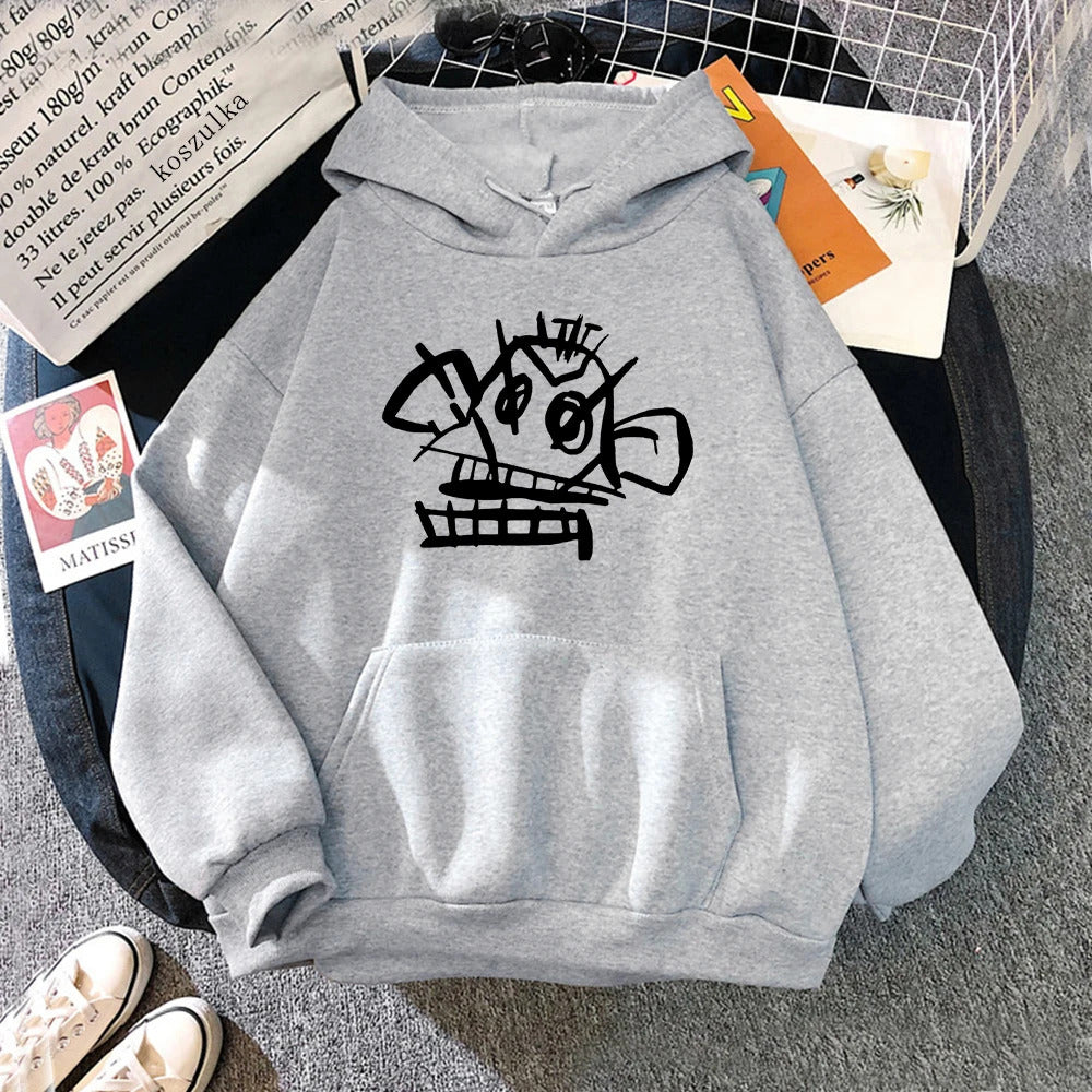 Fashion Anime Arcane Jinx Monkey Graffiti Hoodie Women/men Harajuku Style Sweatshirt Spring/Autumn Hoodies Game Lovers Tops