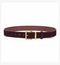 Luxury Suede Cowhide Leather Belt for Women, Vintage Style with Gold Buckle, 3.3cm Wide Waistband for Dresses & Jeans