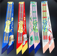 Korean Spring New Chain Buckle Decoration Ribbon Small Scarf Women Twill Tied Bag Handle Ribbon Hair Band Souvenir Small Scarf