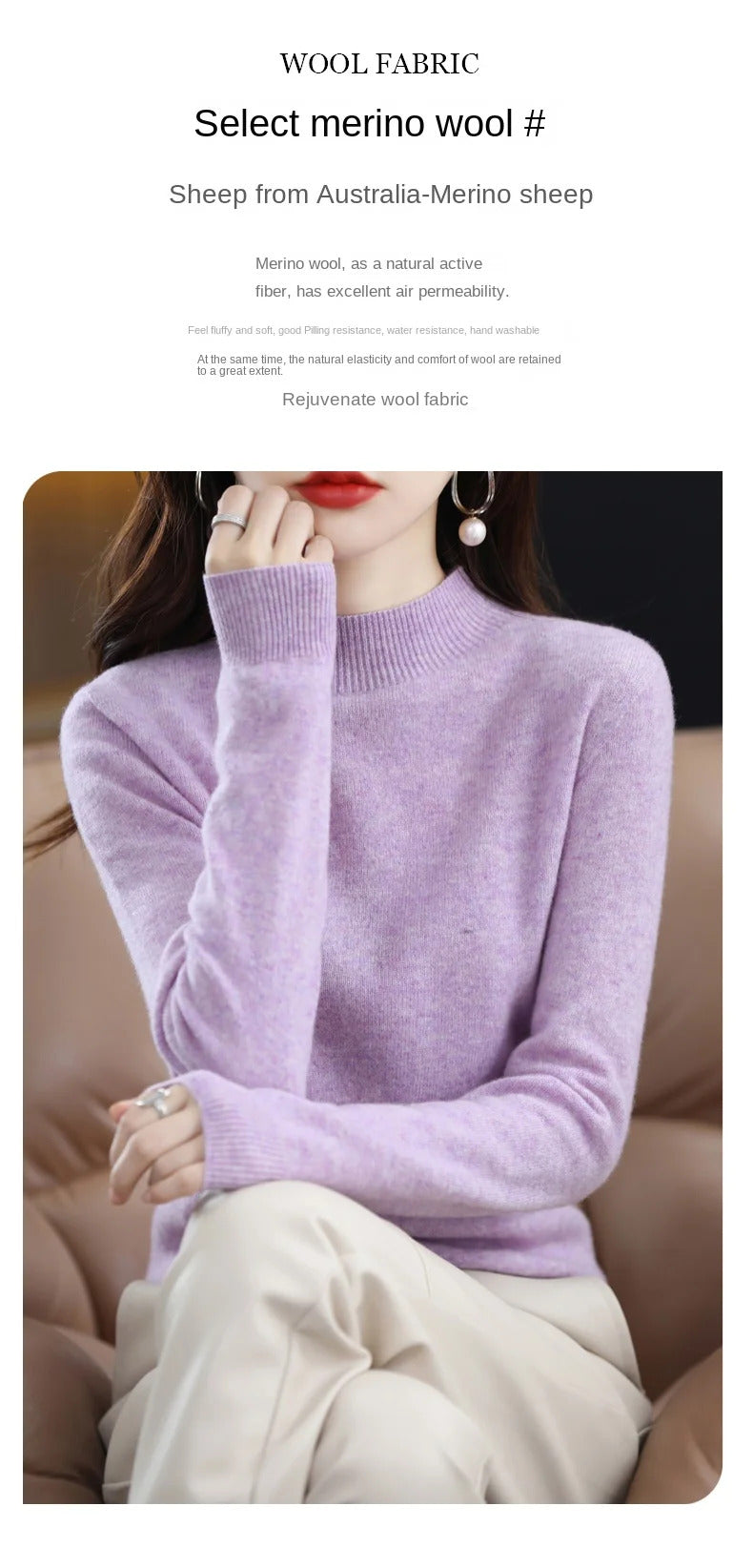 100% Pure Wool Half-neck Pullover In Autumn And Winter New Cashmere Sweater Women's Casual Knit Top Women's Coat 19 Colors