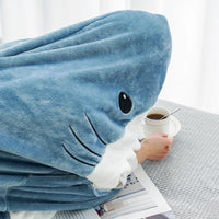 Cartoon Shark Sleeping Bag Pajamas Office Nap Shark Blanket Karakal Pajama Sets Fabric Mermaid Shawl Blanket For Christmas Gift