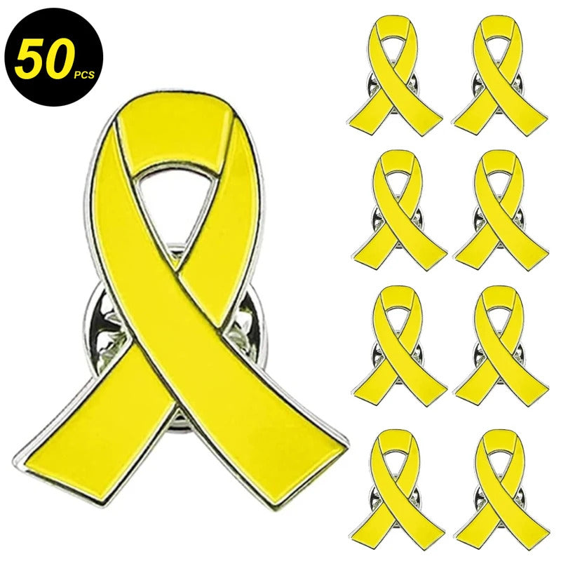 10/20/50pcs Yellow Ribbon Pin Anti-Violence Brooch Fashion Sweater Backpack Jewelry Accessories