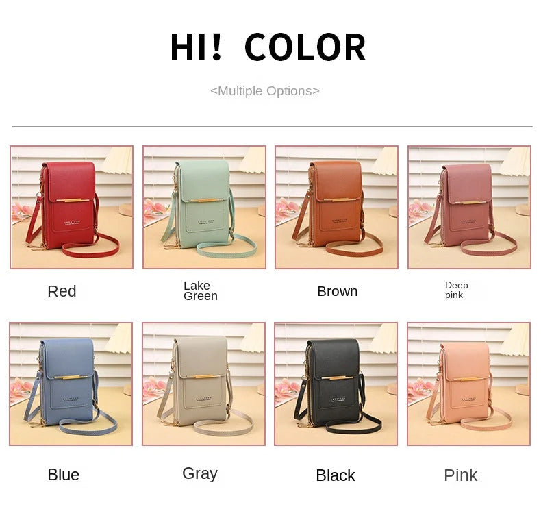 Crazy Bag Fashion Touch Screen Lock Cell Phone Bag Women's Mobile Phone Card Holder Crossbody Shoulder Bag