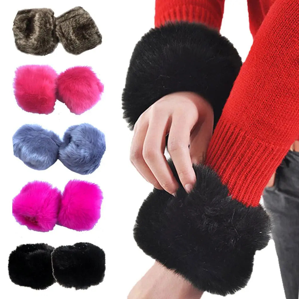 Women's Fashion Clothing Accessories Oversleeve Wrist Faux Fur Wrist Cuffs Warm Furry Wristbands Furry Wrist Cuff Arm Warmer