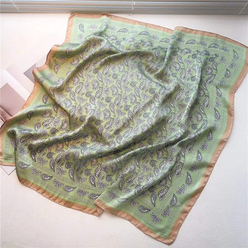 70cm Silk Feeling Square Scarf Women Satin Bandana Print Scarves Head Band Fashion Lady Hair Shawl Wrap Female Neckerchief Hijab