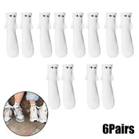 2/4/6/10 Pairs Magnetic Socks With Hands Women Men Fashion Black White Funny Cute Cartoon Eyes Couple Mid Tube Socks For Gifts