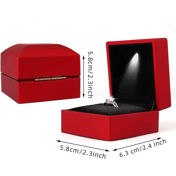 Ring Box Led Light Proposal Engagement Ring Boxes Jewelry Gift Box Red Wine Ring Case For Wedding Valentine'S Day Anniversary