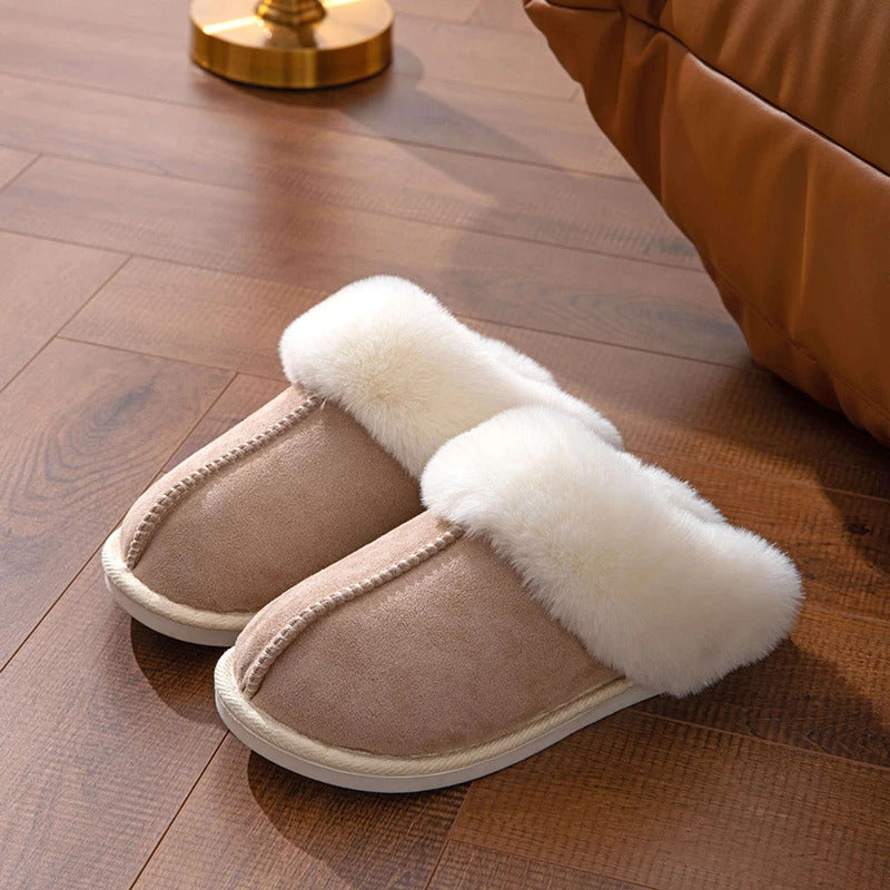 2023 Winter Warm Flat Fur Slippers Women Faux Suede Fluffy Furry Home Slides Woman Comfort Non Slip Indoor Floor Cotton Shoes