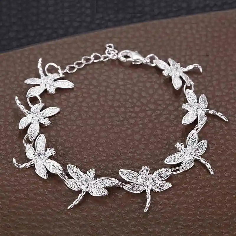 925 Sterling Silver Rose Flowe Bracelet Nice Snake Chain High Quality For Women Men Fashion Jewelry Wedding Engagement Party