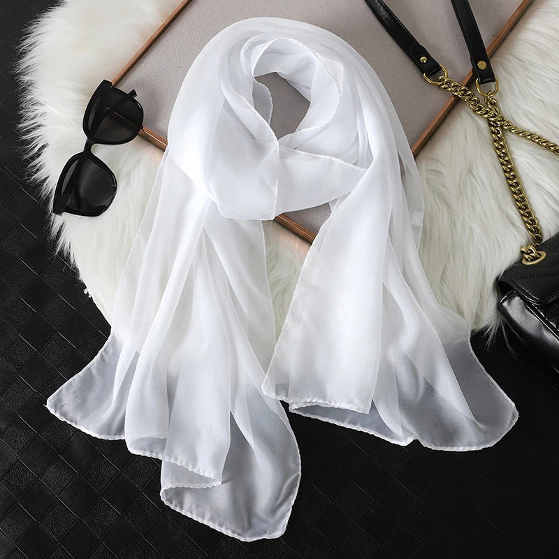 2024 New Print Chiffon Scarf Shawl Women Sunscreen Silk Scarf Turban Long Wrap Beach Travel Outdoor Accessories Trendy Headband