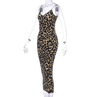 Hawthaw Women Party Club Evening Streetwear Leopard Bodycon Midi Dress 2024 Summer Clothes Wholesale Items For Business