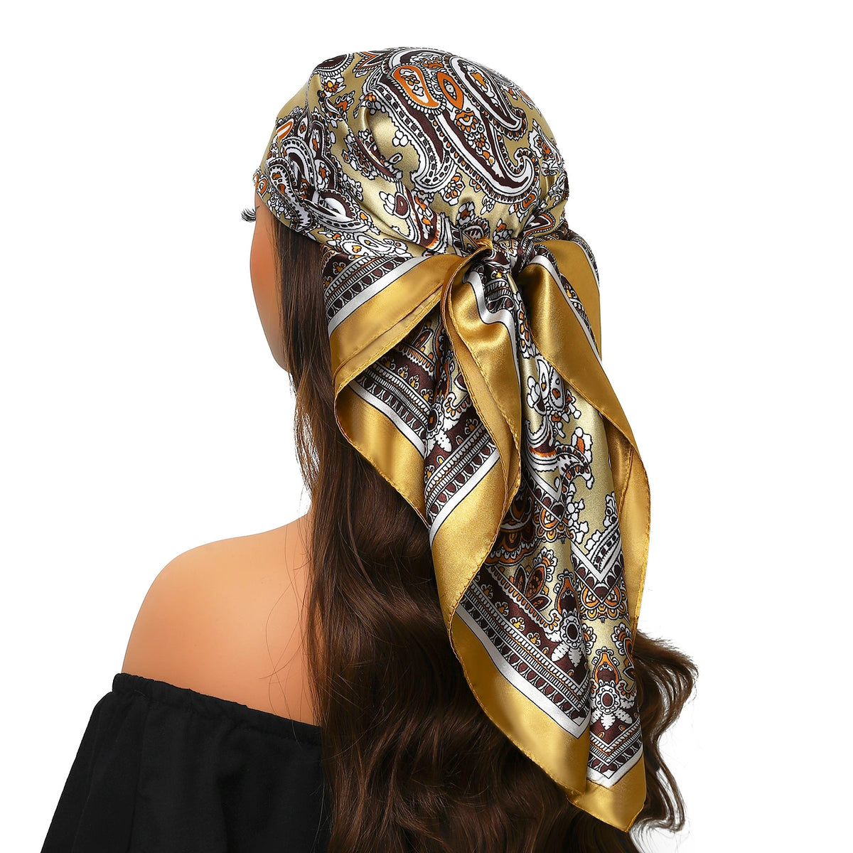 90*90cm Silk Scarf Women Print Hair Neck Square Office Ladies Shawl Bandanna Muslim Hijab Handkerchief Muffler Foulard female