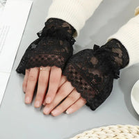 1Pair Detachable Fake Sleeves Spring Autumn Wild Sweater Decorative Sleeves Lace Ruffles Elbow Sleeve Cuff universal Fake Cuff