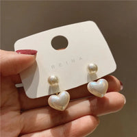 Imitation Pearl Earrings For Women Heart Round Stud Earrings Elegant Love Ear Stud Party Wedding Jewelry Valantine Day Gifts