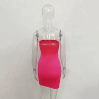 Sexy Strapless Off Shoulder Pinkycolor Bodycon Dress Women Backless Slim Mini Dress Club Party Vestidos