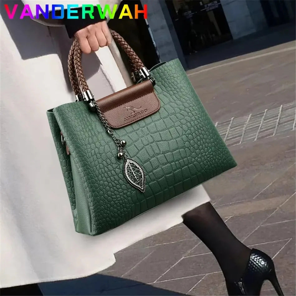 Luxury Handbag Fashion Print Large Capacity Soft Leather Women Shoulder Crossbody Bag Leisure Designer Ladies Purses and Handbag