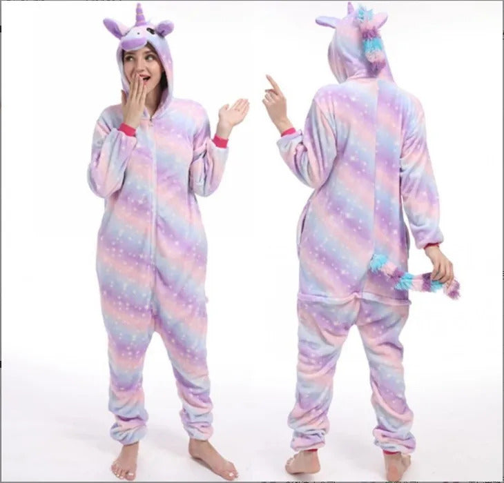 Women Pijama Animal Jumpsuit Onesie Kigurumi Unicorn Suit Shark Bodysuits Adult Flannel Sleepwear Full Body Winter