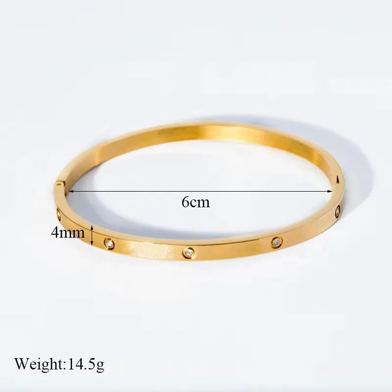 Fashion Stainless Steel Cubic Zirconia Bracelet Women Men Couple Holiday Gift Non-fading Bracelet Party Everyday Jewelry