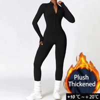 Zipper Sports Jumpsuits Women's Tracksuit One-Piece Fitness Suits Gym Clothing Female Sexy Long Sleeve Workout Overalls