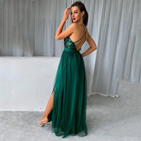 Sexy backless slip Sequin corset maxi summer dress women mesh long bodycon red Christmas party dress bridesmaid evening dresses