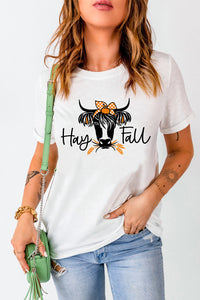 White Hay Fall Cow Head Graphic Tee