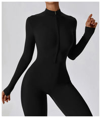 Zipper Sports Jumpsuits Women's Tracksuit One-Piece Fitness Suits Gym Clothing Female Sexy Long Sleeve Workout Overalls