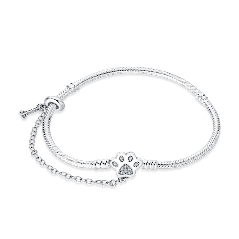 Original Bracelets 925 Silver 17-20CM Heart Safety 3mm Chain Snake Bone Bracelet Fit DIY Charms Bead Birthday Jewelry Gifts