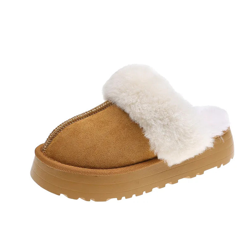 Fur Slippers Women Winter Plush Sandals  Luxury Slip on Platform Slides Female Thick Sole Designer Cotton Home Shoes