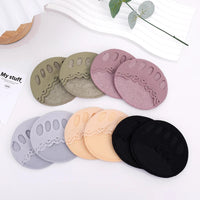 10pcs Front Foot Pads Women's Summer Thin Anti Wear High Heel Pads Non Slip Half Palm Five Finger Sock Invisible Split Toe Socks