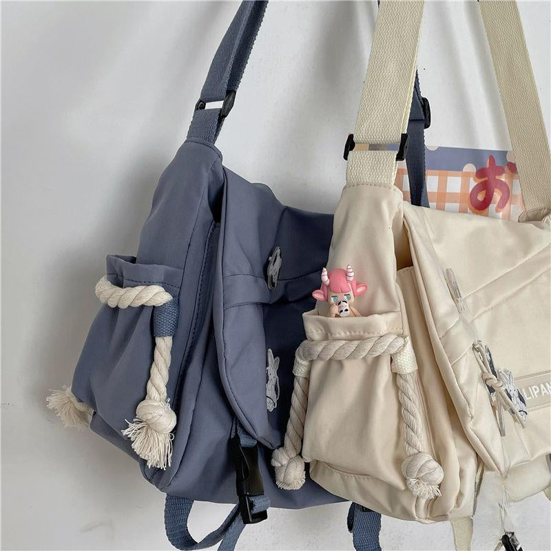 Nylon Handbags Shoulder Bag Japanese Large Capacity Crossbody Bag Retro Workwear Postman Bags for Women