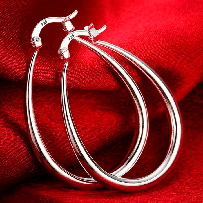 925 Sterling Silver 41MM Smooth Circle Big Hoop Earrings For Women Fashion Party Wedding Accessories Jewelry Christmas Gifts