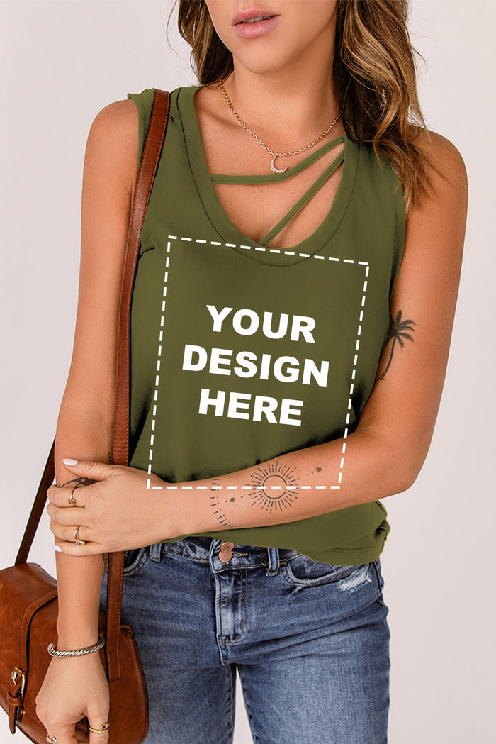 Blank Apparel - Green Strappy Hollow-out Neck Tank Top