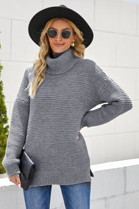 Sage Green Cozy Long Sleeves Turtleneck Sweater