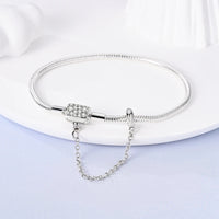 Original Bracelets 925 Silver 17-20CM Heart Safety 3mm Chain Snake Bone Bracelet Fit DIY Charms Bead Birthday Jewelry Gifts