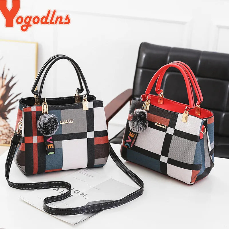 Yogodlns New Luxury Handbag Women Stitching Wild Messenger Bags Designer Brand Plaid Shoulder Bag Female Ladies Totes