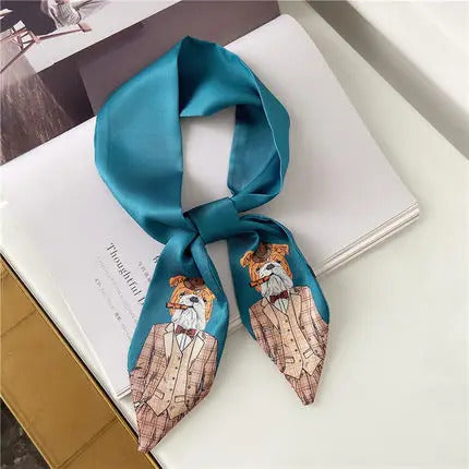 New Style Decoration Women's Printed Animal style Scarf Business Europe And America Small Neckerchief Silk Scarves skinny scarf