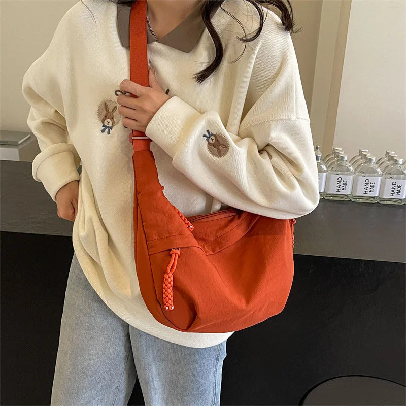 Nylon Fabric Shoulder Bag New High Capacity Women's Crossbody Messenger Bag Leisure Versatile Shoulder Hobos Bag