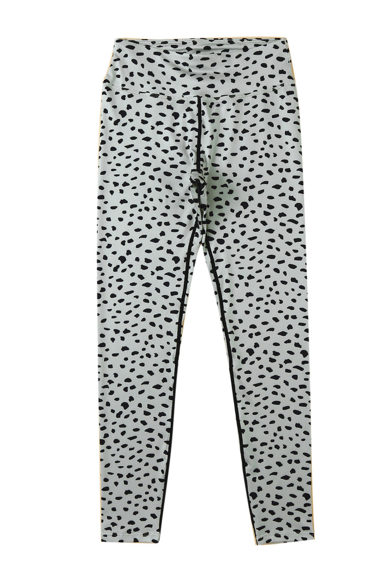 Apricot Dalmatian Spots Printed Stretchy High Waist Leggings