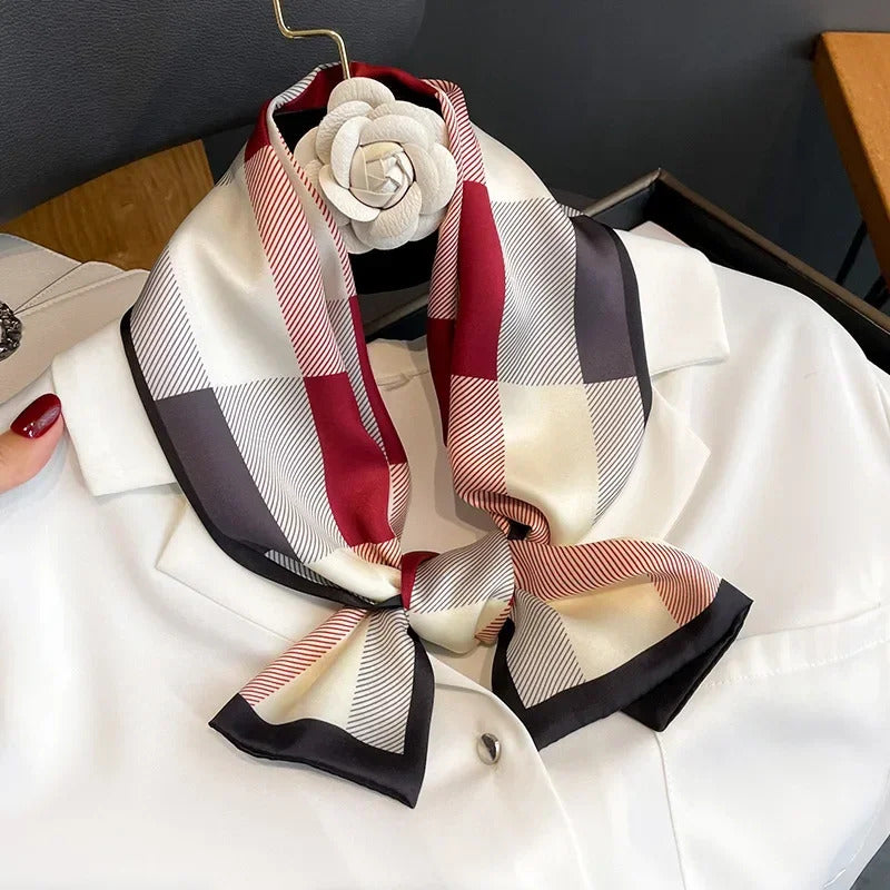 Luxury Design Ribbon Silk Scarf 17*150cm Headband Neckerchief Foulard Female Hair Scarfs Neck Tie Lady Skinny Scarves Soft Satin