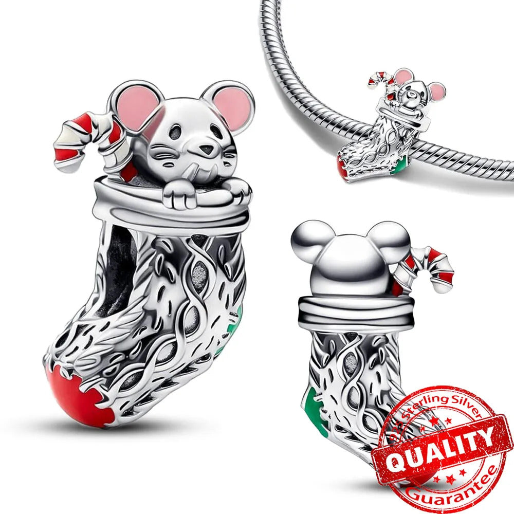 Holiday 925 Sterling Silver Polar Bear Funny Santa Charm Fit Original Bracelet Spinning Carousel Snowman Charm Christmas Jewelry