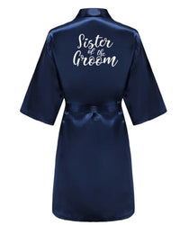 Satin Silk Robes Plus Size Wedding Bathrobe Bride Bridesmaid Mother Maid of Honor Gown Women Clothing Sleepwear Navy Blue